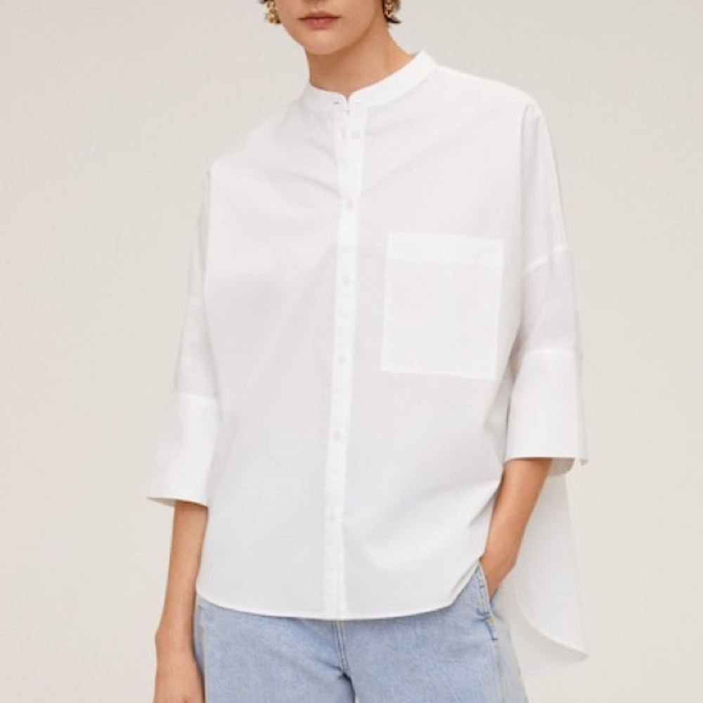 MANGO Oversized Button Down Shirt - White - XS